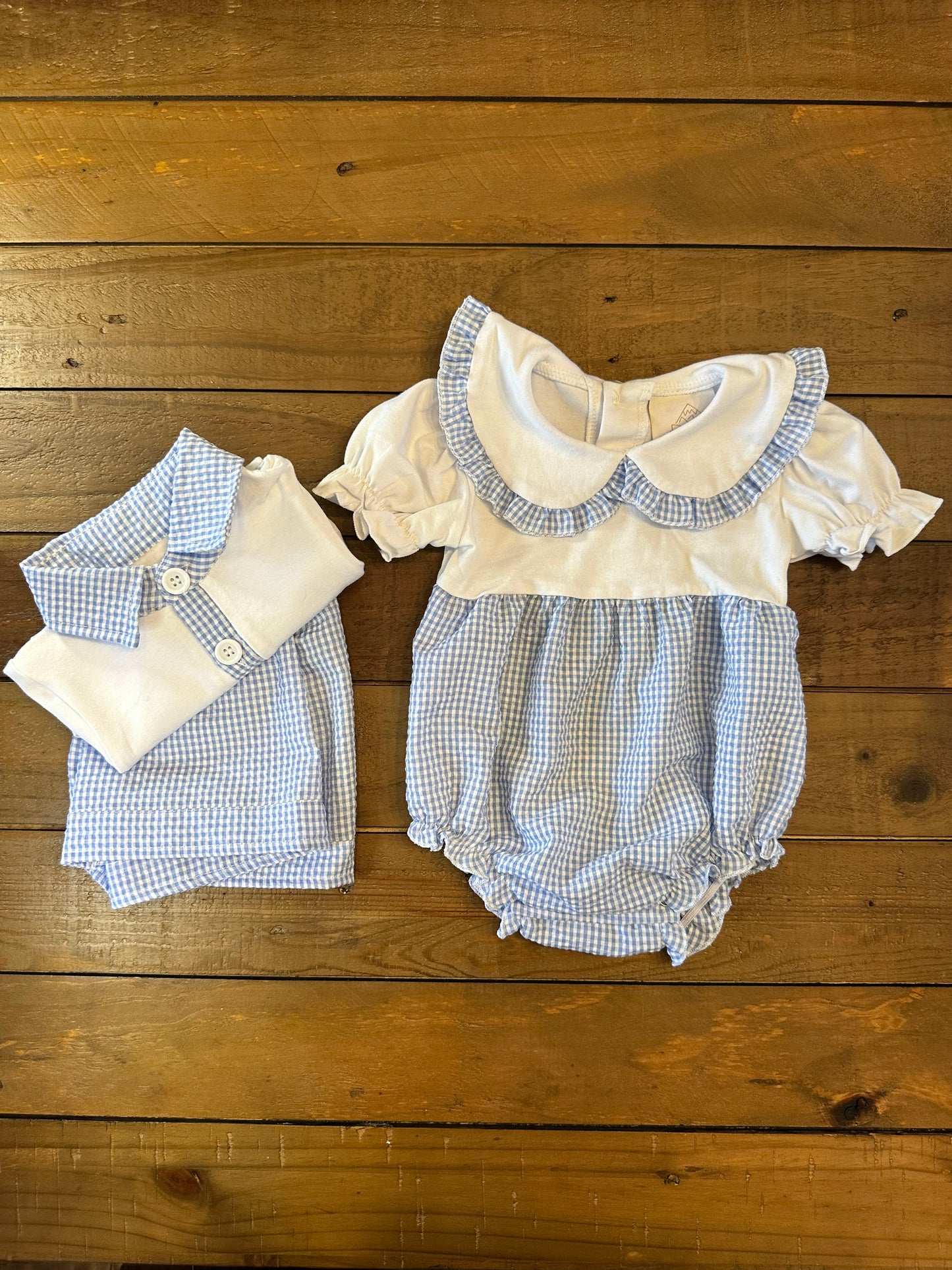 Light Blue Gingham Collar Bubble